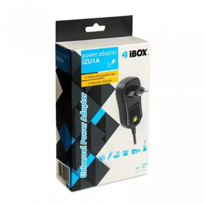 Barošanas adapteris IBOX IZU1A iekštelpām 100–240 V melns, 75×35×43 mm