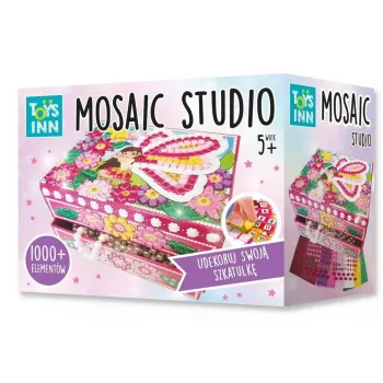 Radošais komplekts Mosaic box Fairy — Stnux amatniecības komplekts mozaīkas mākslai, ietver dažādus mozaīkas gabaliņus un instrumentus