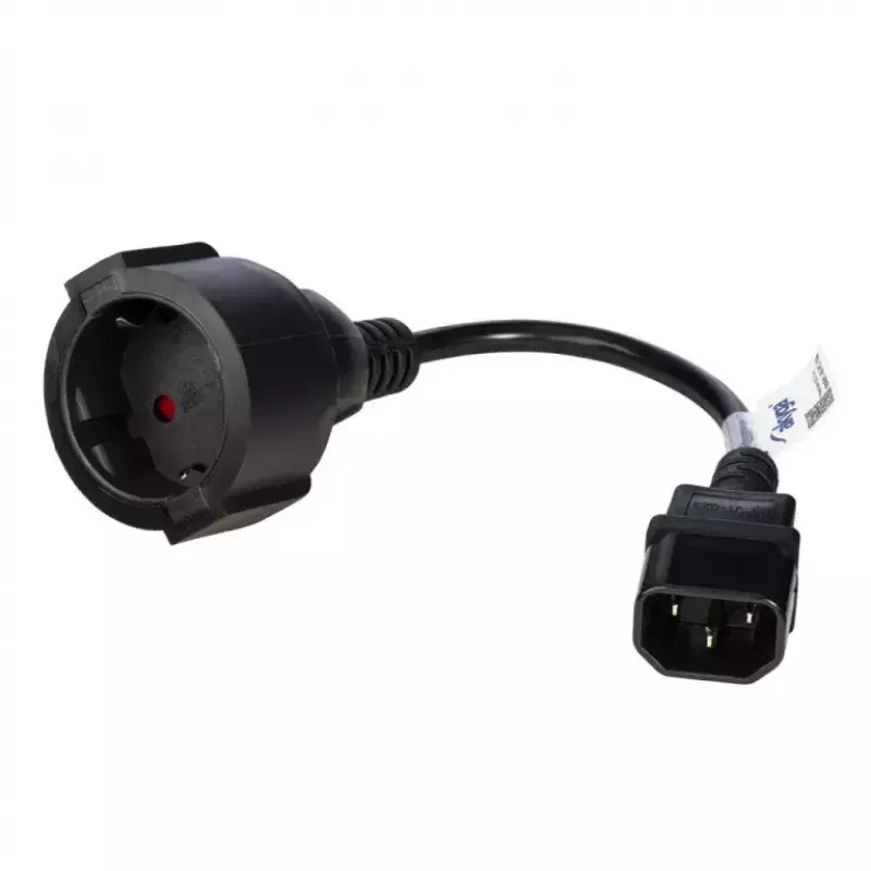 Strāvas kabelis Akyga AK-PC-10A — CEE7/4 uz IEC, 0,15 m, 10 A, 250 V, melns