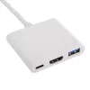 USB centrmezgls Akyga AK-AD-57, USB 2.0 Type-C resursdators, HDMI pieslēgvieta, 500 Mbit/s, balta, 80×80×15 mm
