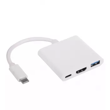 USB centrmezgls Akyga AK-AD-57, USB 2.0 Type-C resursdators, HDMI pieslēgvieta, 500 Mbit/s, balta, 80×80×15 mm