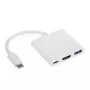 USB centrmezgls Akyga AK-AD-57, USB 2.0 Type-C resursdators, HDMI pieslēgvieta, 500 Mbit/s, balta, 80×80×15 mm