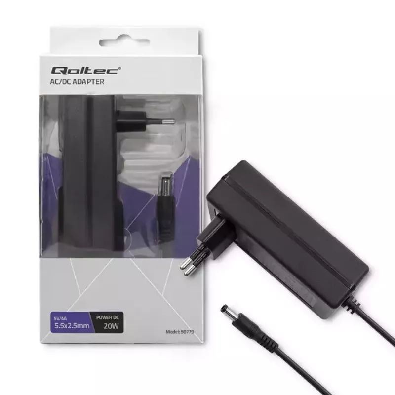 Strāvas adapteris Qoltec 50779 iekštelpām 20 W melns