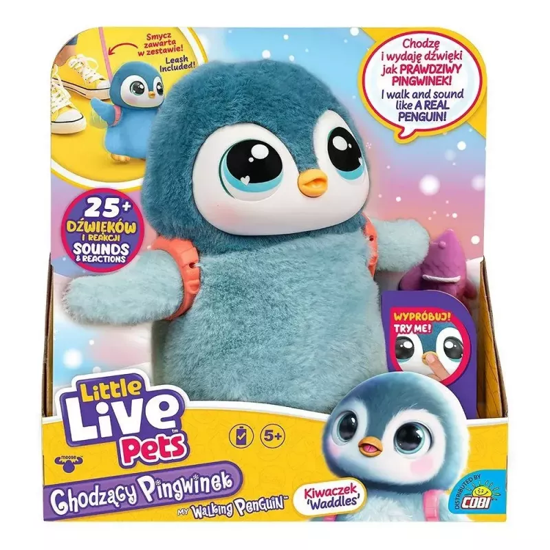 Interaktīva rotaļlieta Cobi Little Live Pets Walking Penguin Kiwaczek MO-26535, ar baterijām darbināms staigājošs mājdzīvnieks
