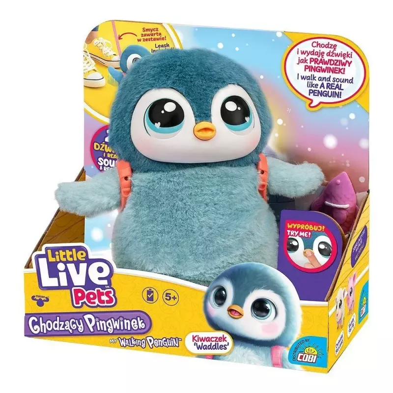 Interaktīva rotaļlieta Cobi Little Live Pets Walking Penguin Kiwaczek MO-26535, ar baterijām darbināms staigājošs mājdzīvnieks