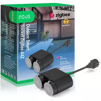 Viedā āra kontaktligzda Nous A4Z — 2 kontaktligzdas ZigBee, IP44, līdz 3680W