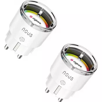 Viedais kontaktdakša Nous A1Z 15A ZigBee 2 gab. komplekts — viedais rozetes adapteris, 15 A