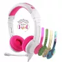 BuddyPhones School+ vadu austiņas ar galvas saiti, paredzētas zvaniem un mūzikai, 20–20000 Hz, 1,4 m kabelis, rozā/balts