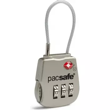 Pacsafe Prosafe 800 TSA kabeļa kombinācijas slēdzene, sudraba