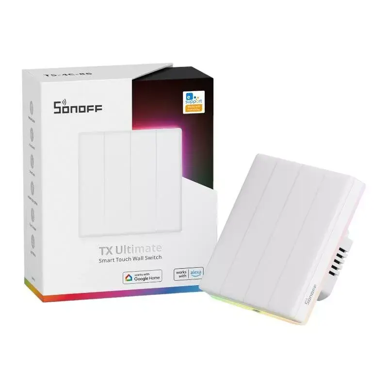 Pie sienas stiprināms viedais Wi-Fi skārienjutīgais slēdzis Sonoff T5 4C 4 kanālu (T5-4C-86)