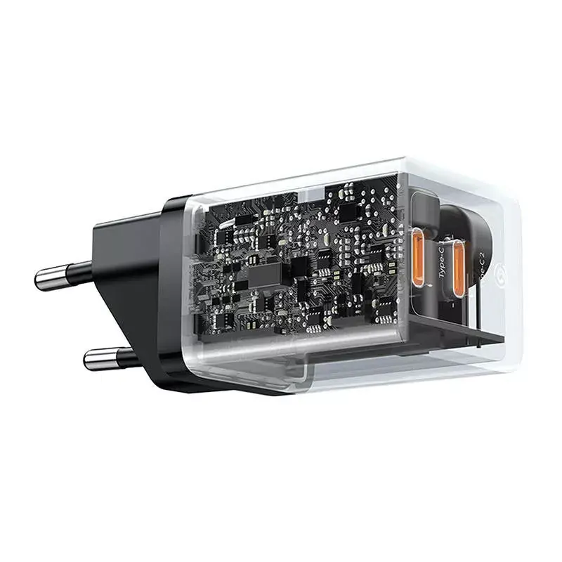 Baseus sienas lādētājs GaN5 40W, 2x USB C (melns)
