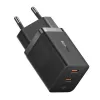 Baseus sienas lādētājs GaN5 40W, 2x USB C (melns)