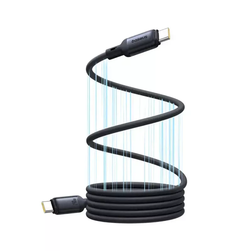 USB-C uz USB-C kabelis Baseus PicoGo 1 m, melns, datu pārraide līdz 0,48 Gbit/s