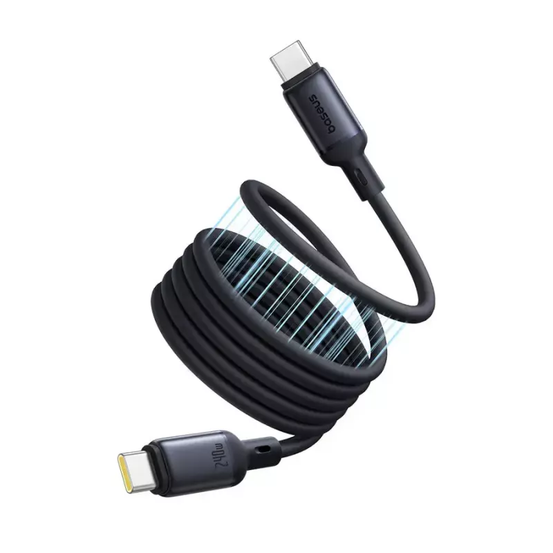 USB-C uz USB-C kabelis Baseus PicoGo 1 m, melns, datu pārraide līdz 0,48 Gbit/s