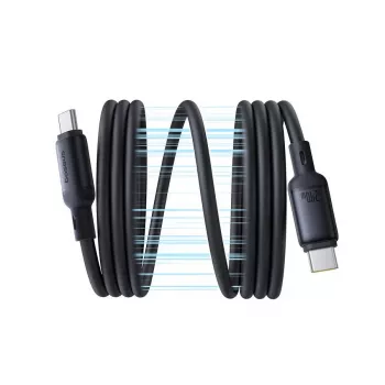 USB-C uz USB-C kabelis Baseus PicoGo 1 m, melns, datu pārraide līdz 0,48 Gbit/s