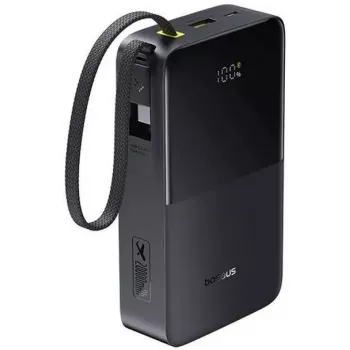 Ārējais akumulators Baseus EnerFill Bipow2 Pro — 20000 mAh, PD 3.0 un QC 3.0, 22,5 W, 1×USB-A + 1×USB-C, melns, līdz 3 ierīcēm
