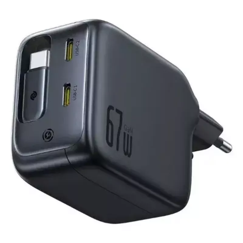 Lādētājs Baseus EnerCore CJ11 Fast Charger 3C 67W — 3× USB-C, maiņstrāvas ieeja, melns
