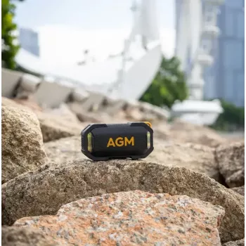 Ballīšu skaļrunis Beafon AGM Mag Rock — bezvadu 8 W, baterija 1800 mAh, līdz 10 h, melns/oranžs, pogu skaļuma regulēšana