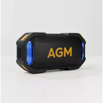 Ballīšu skaļrunis Beafon AGM Mag Rock — bezvadu 8 W, baterija 1800 mAh, līdz 10 h, melns/oranžs, pogu skaļuma regulēšana