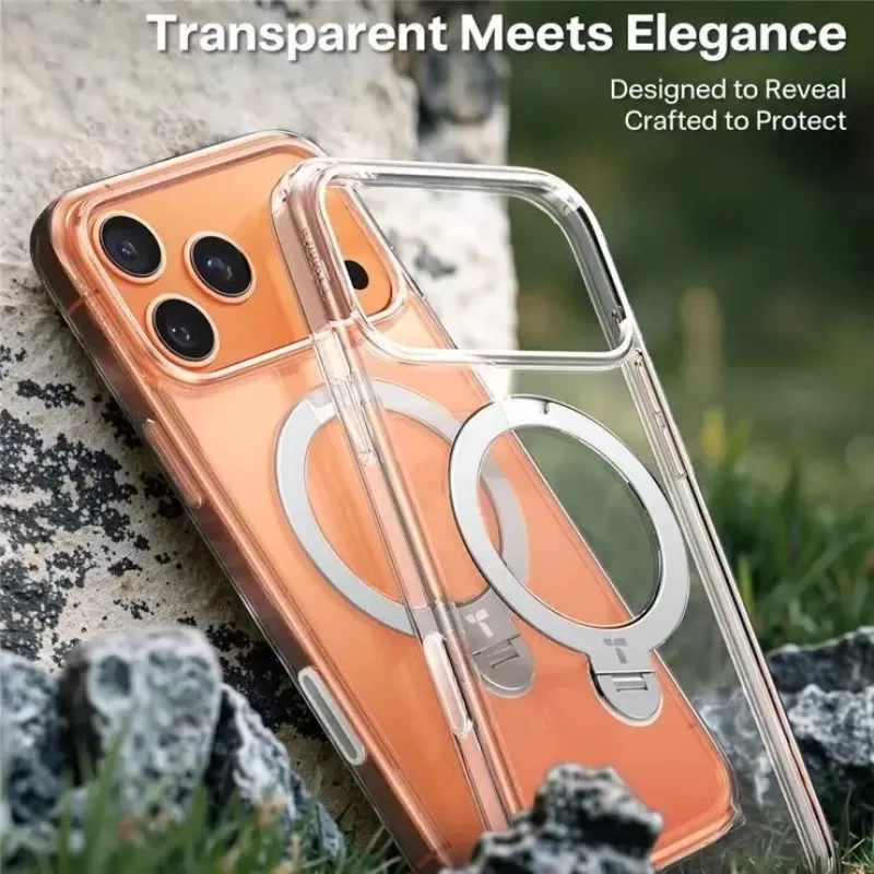 Telefona maciņš Torras Ostand Spin Series iPhone 17 Pro Max Clear – caurspīdīgs aizsargvāciņš