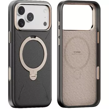 Torras Spin Vegskin sērijas tālruņa maciņš iPhone 17 Pro — melns