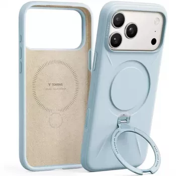 Torras Ostand Spin Softune sērijas telefona maciņš iPhone 17 Pro, Baby Blue krāsā