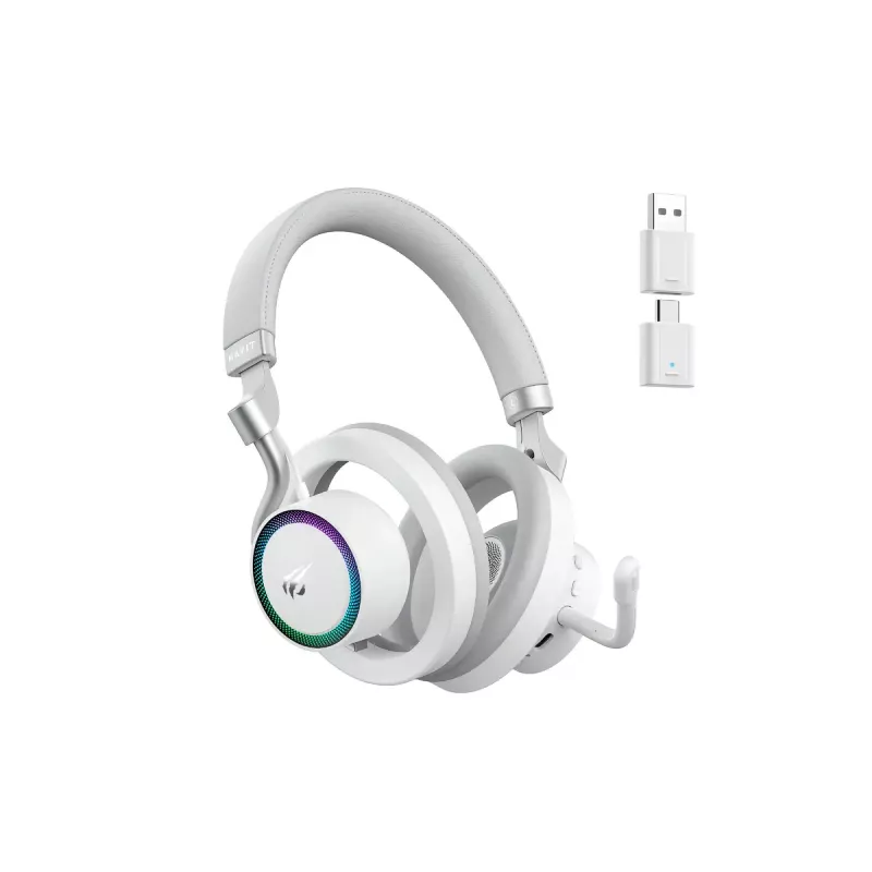 Austiņas HAVIT Fuxi-H8 — bezvadu un vadu, Bluetooth, 20–20000 Hz, 10 m diapazons, 300 g, baltas