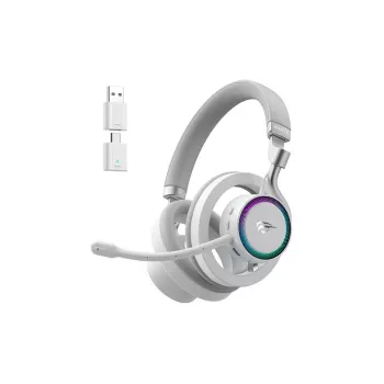 Austiņas HAVIT Fuxi-H8 — bezvadu un vadu, Bluetooth, 20–20000 Hz, 10 m diapazons, 300 g, baltas
