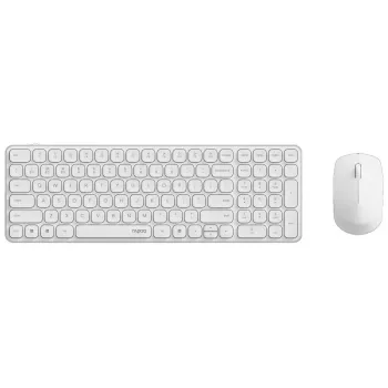Tastatūras un peles komplekts RAPOO 9310M — pilna izmēra bezvadu tastatūra (RF + Bluetooth), balta, ietver peli