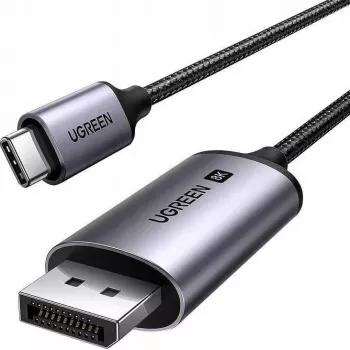 USB-C uz DisplayPort kabelis UGREEN 3 m melns — video adaptera kabelis USB-C ierīcēm uz DP displejiem