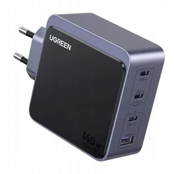 Sienas lādētājs UGREEN X570 140W 4 portu GaN ātrais lādētājs ES — 4 USB-C/USB-A porti, GaN tehnoloģija, 140W maks.