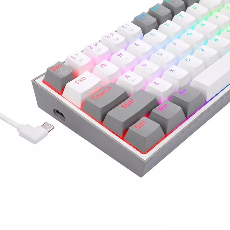 Mehāniskā tastatūra REDRAGON K617-RGB Fizz vadu USB pelēka balta