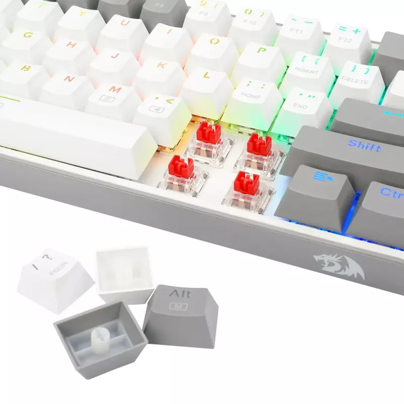 Mehāniskā tastatūra REDRAGON K617-RGB Fizz vadu USB pelēka balta
