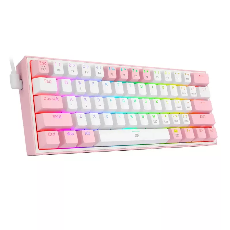 Mehāniskā tastatūra REDRAGON K617-Fizz RGB — vadu USB, rozā/balta, 1,5 m kabelis
