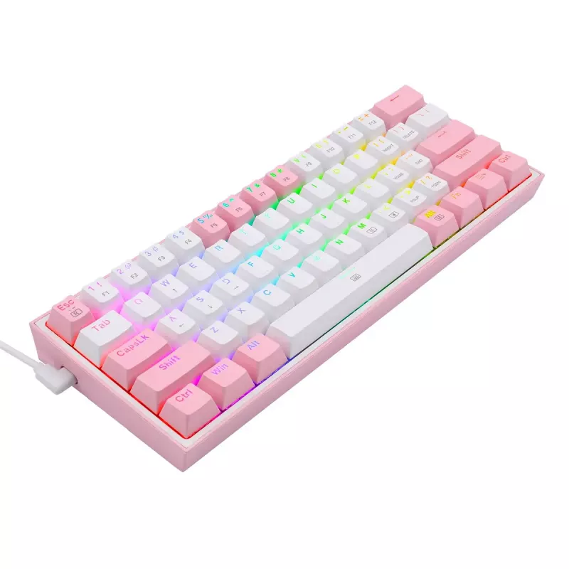 Mehāniskā tastatūra REDRAGON K617-Fizz RGB — vadu USB, rozā/balta, 1,5 m kabelis