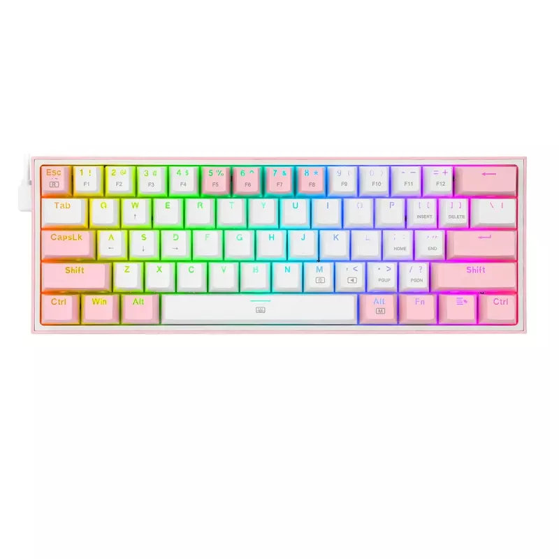 Mehāniskā tastatūra REDRAGON K617-Fizz RGB — vadu USB, rozā/balta, 1,5 m kabelis
