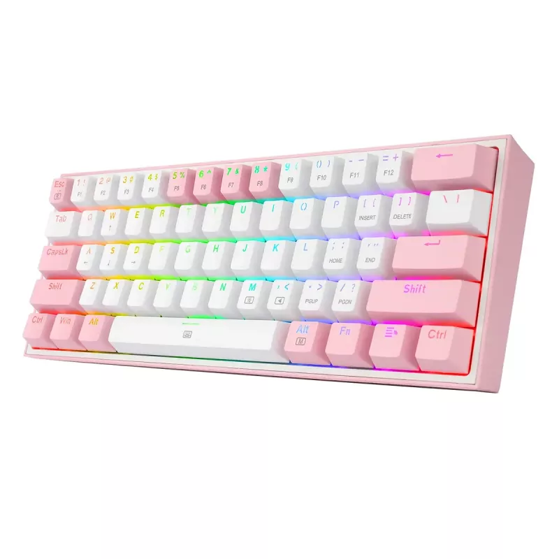 Mehāniskā tastatūra REDRAGON K617-Fizz RGB — vadu USB, rozā/balta, 1,5 m kabelis