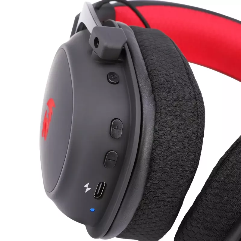 Vadu Bluetooth pārliekamas austiņas REDRAGON H510 Zeus Pro RGB — 20–20000 Hz, 1,8 m kabelis, Melns