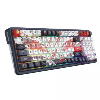 Mehāniskā tastatūra REDRAGON K686AK-RGB-PRO — RF bezvadu + USB, tumši zila balta, 1,5 m kabelis
