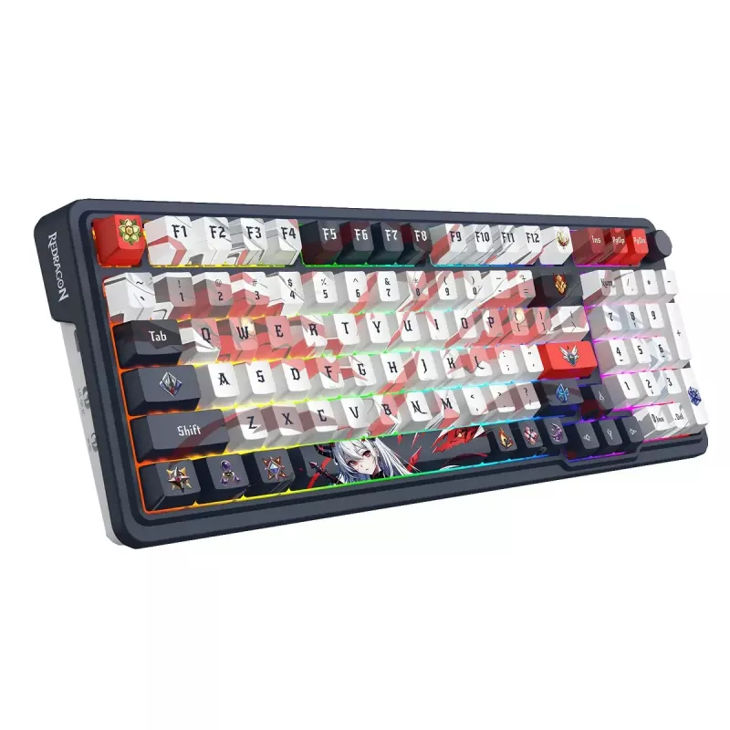 Mehāniskā tastatūra REDRAGON K686AK-RGB-PRO — RF bezvadu + USB, tumši zila balta, 1,5 m kabelis