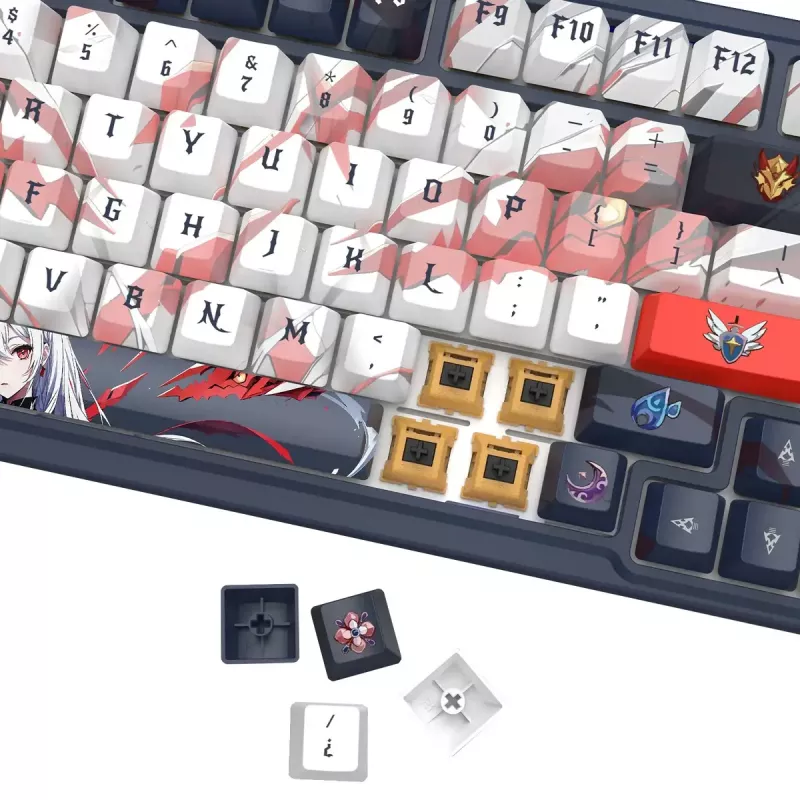 Mehāniskā tastatūra REDRAGON K686AK-RGB-PRO — RF bezvadu + USB, tumši zila balta, 1,5 m kabelis