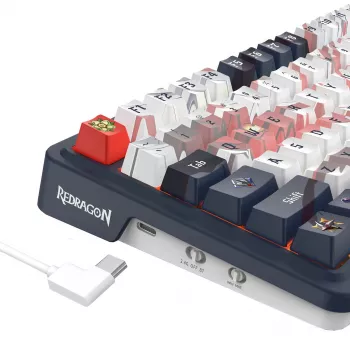 Mehāniskā tastatūra REDRAGON K686AK-RGB-PRO — RF bezvadu + USB, tumši zila balta, 1,5 m kabelis