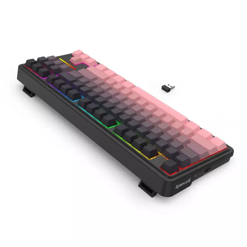 Mehāniskā tastatūra REDRAGON Antonium Pro K728SP-RGB-PRO — USB, RF bezvadu, Bluetooth, melna/rozā