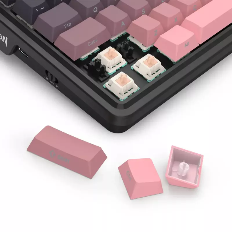 Mehāniskā tastatūra REDRAGON Antonium Pro K728SP-RGB-PRO — USB, RF bezvadu, Bluetooth, melna/rozā