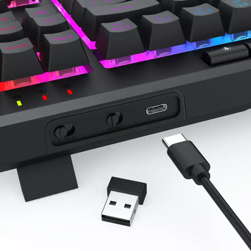 REDRAGON K516RGB-PRO SHIVA PRO 87 tastatūra USB RF bezvadu Bluetooth melna