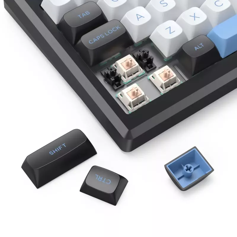 Klaviatūra REDRAGON K732WLB-RGB-PRO URANUS PRO — 65% mehāniskā, USB + RF bezvadu + Bluetooth, QWERTY, angļu izkārtojumi, 1,5 m kabelis, melna/balta