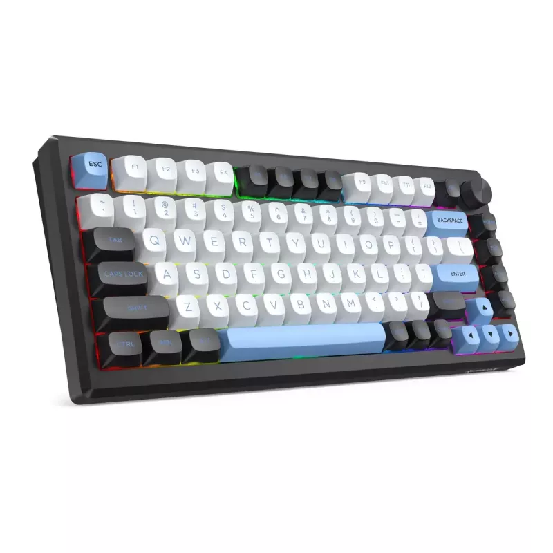 Klaviatūra REDRAGON K732WLB-RGB-PRO URANUS PRO — 65% mehāniskā, USB + RF bezvadu + Bluetooth, QWERTY, angļu izkārtojumi, 1,5 m kabelis, melna/balta