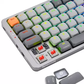 Mehāniskā tastatūra REDRAGON K652GG-RGB-PRO vadu bezvadu Bluetooth pelēka