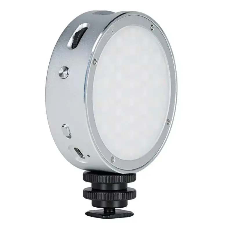 Godox R1 apaļa 5 W RGB gaisma melna sudrabota, darbināma ar baterijām