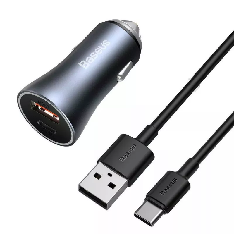 Automašīnas lādētājs Baseus TZCCJD-0G 40W tumši pelēks — USB transportlīdzekļa strāvas adapteris, 40W izeja